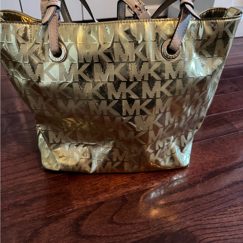 Michael Kors gold signature tote bag